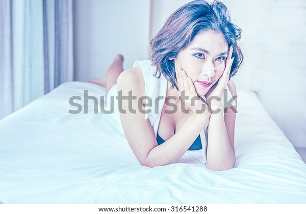 Asian Beauty Portrait Black Bikini On Stock Photo Shutterstock