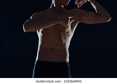 Sexy Torso Man Gesticulates His Hands Foto Stok Shutterstock