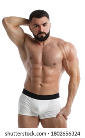 Athletic Bearded Man Naked Muscular Torso Stock Photo