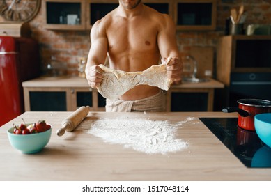 Man Naked Body Cooking Orange Juice Stock Photo Shutterstock