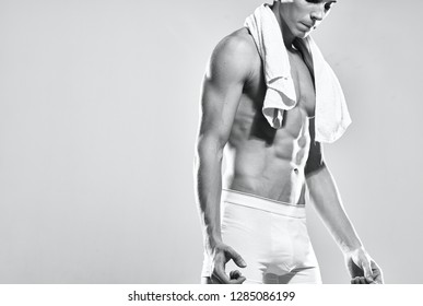 Athletic Man Naked Pumped Body Towel Stock Photo 1285086199 Shutterstock