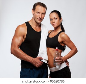 Athletic Man Woman After Fitness Exercise Stock Photo 95620786