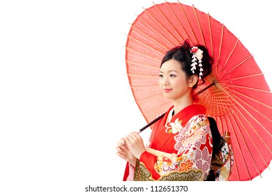 Attractive Asian Woman Wearing Traditional Japanese Foto De Stock