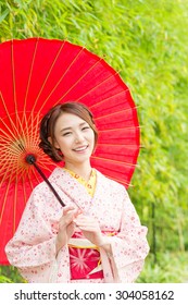 Attractive Asian Woman Wearing Traditional Japanese