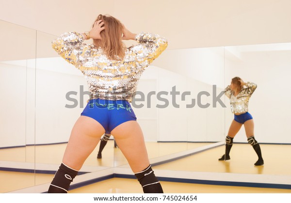 Attractive Girl Dancing Twerk Dance Class Stock Photo 745024654