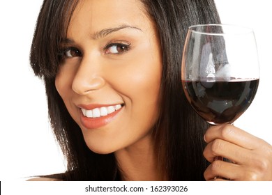 Attractive Naked Woman Glass Wine Closeup Stock Photo 162393026