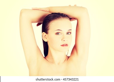 Attractive Naked Woman Her Hands Above Stock Photo Shutterstock