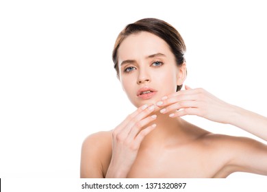 Attractive Nude Woman Touching Chin Pimple Shutterstock