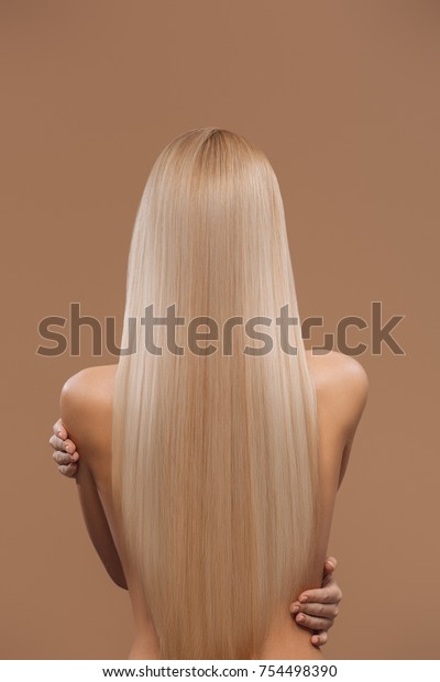 Back View Naked Woman Long Blond