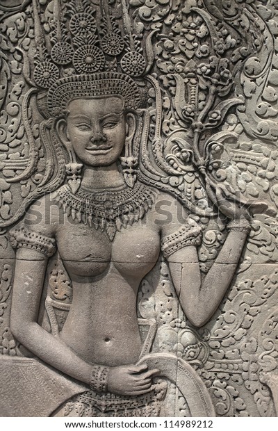 Basrelief Woman Apsara On Wall Angkor Stock Photo Edit Now