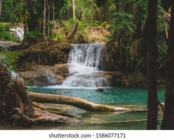 Beatufiul Kuang Si Waterfalls Teal Water Stock Photo Edit Now