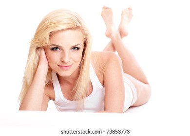 Naked Woman Lying On Belly Bended Foto Stok Shutterstock