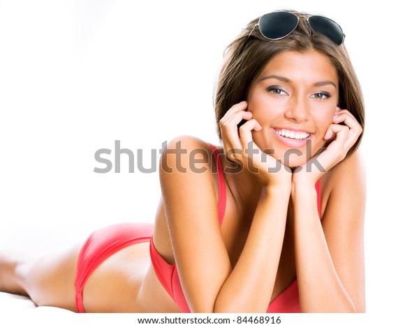 Beautiful Brunette Bikini Sunglasses Stock Photo Edit Now