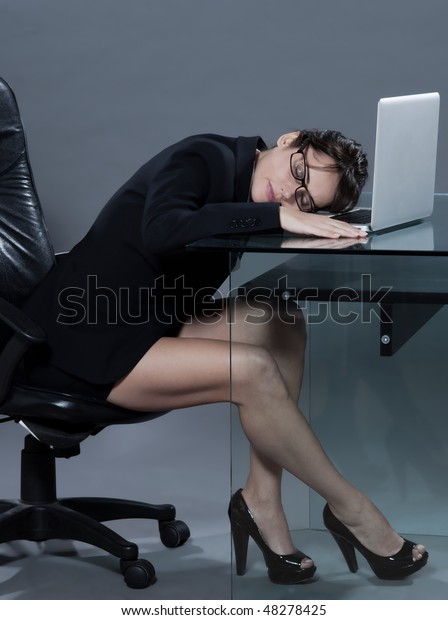 Beautiful Brunette Business Woman Her Desk Stock Photo Edit Now 48278425