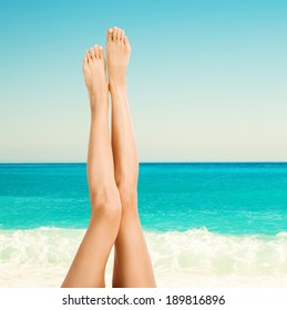 Beautiful Female Legs On Beach Stock Photo Shutterstock