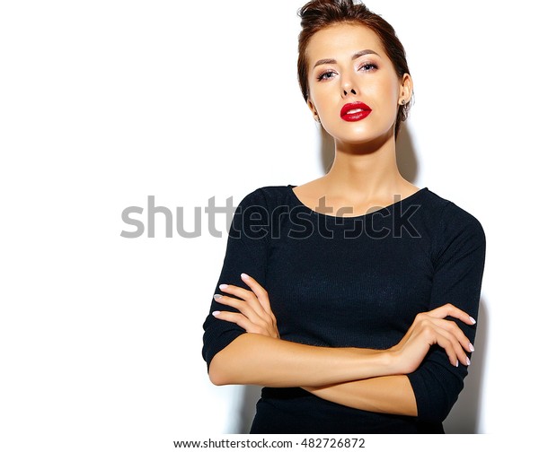 Beautiful Happy Cute Sexy Brunette Woman Stock Photo