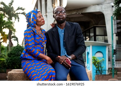 Beautiful Mature African Woman Traditional Dress Stock Photo