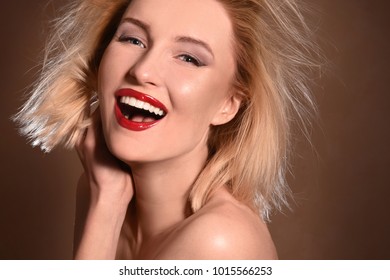 Beautiful Naked Blonde Woman Pretty Blue Stock Photo Shutterstock