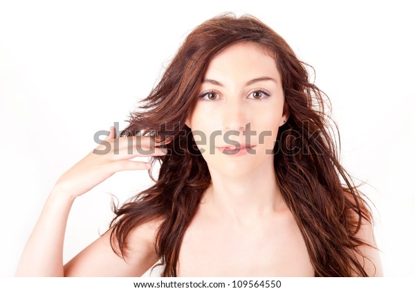 Beautiful Naked Woman Over White Background Foto Stock