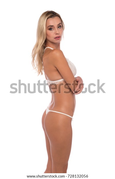 Beautiful Petite Czech Blonde White Lingerie Stock Photo Edit Now