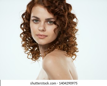Beautiful Woman Curly Hair Naked Shoulders Shutterstock