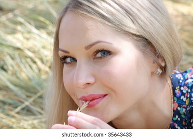 Beautiful Sexual Blonde Girl Sits On Stock Photo Shutterstock