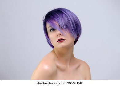 Beautiful Sexy Girl Purple Hair Short Stock Photo Edit Now