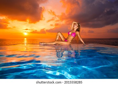 Beautiful Sexy Tanned Woman Bikini Model Stock Photo