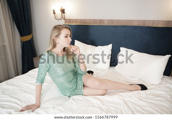 Beautiful Sexy Woman Lying On Bed Stock Photo Shutterstock