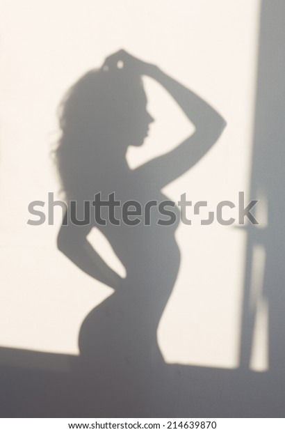 Стоковая фотография 214639870 Beautiful Slim Naked Woman Silhouette