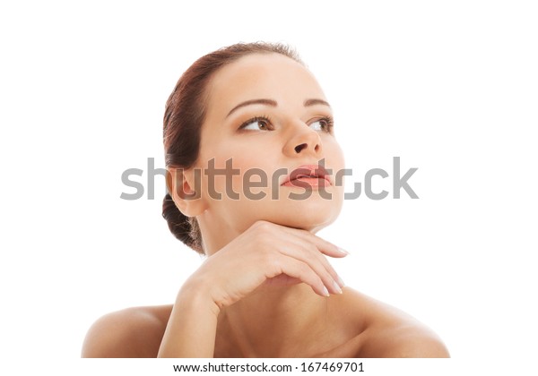 Beautiful Topless Womans Portrait Isolated On Stock Photo