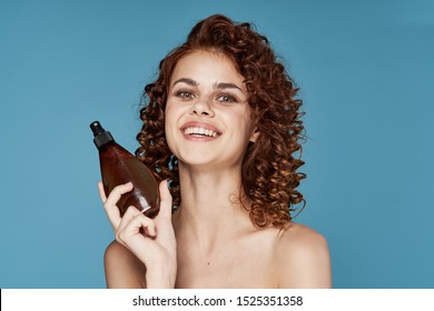 Beautiful Woman Curly Hair Naked Shoulders Stock Photo