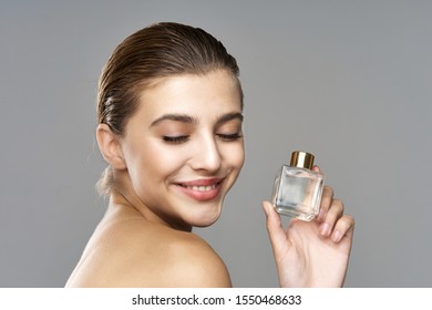 Beautiful Woman Naked Shoulders Perfume Charm Stock Photo