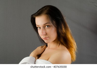 Beautiful Woman Portrait Nude Shoulders Female Stock Photo