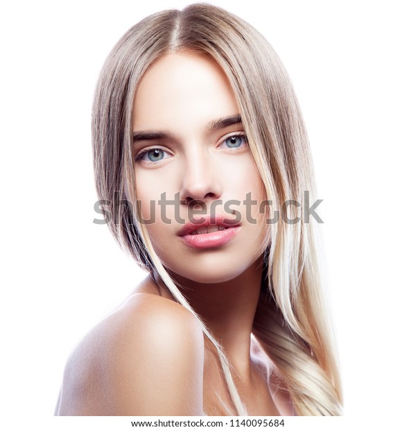 Beauty Caucasian Model Girl Nude Makeup Stock Photo 1140095684