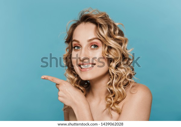 Beauty Image Cheery Halfnaked Woman Smiling Stock Photo