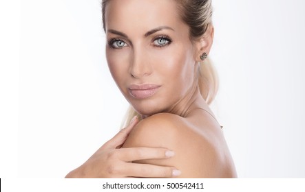 Beauty Portrait Attractive Blonde Naked Woman Foto Stock Shutterstock