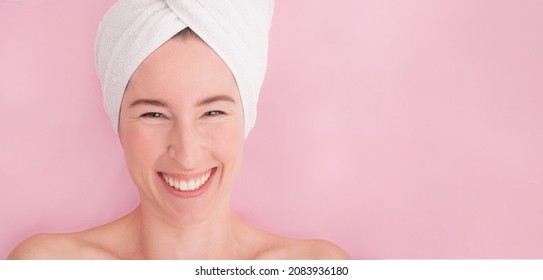 Beauty Portrait Cheerful Attractive Half Naked Stock Photo 2083936180