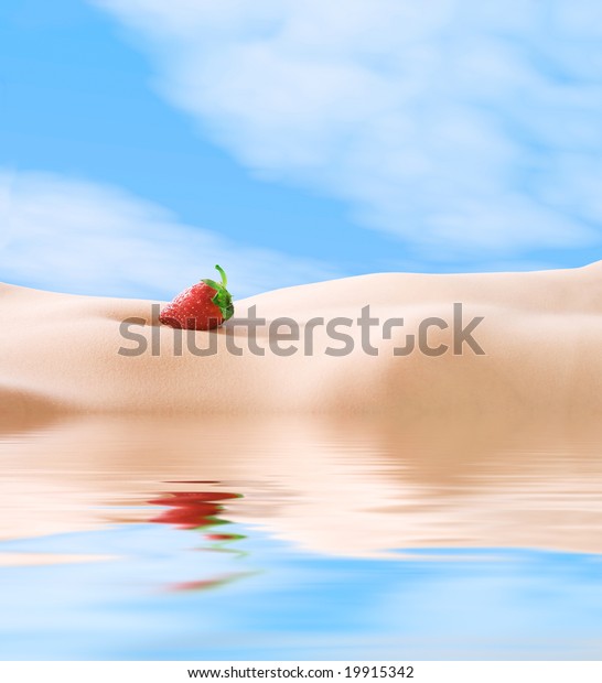 Beauty Shot Naked Female Form Strawberry Stock Photo 19915342