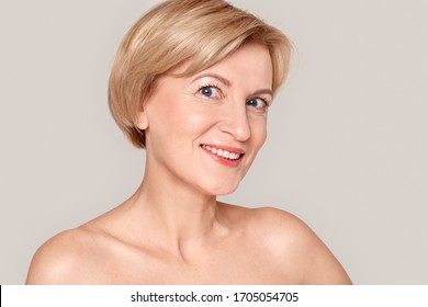 Beauty Wellness Concept Portrait Happy Mature Stock Photo