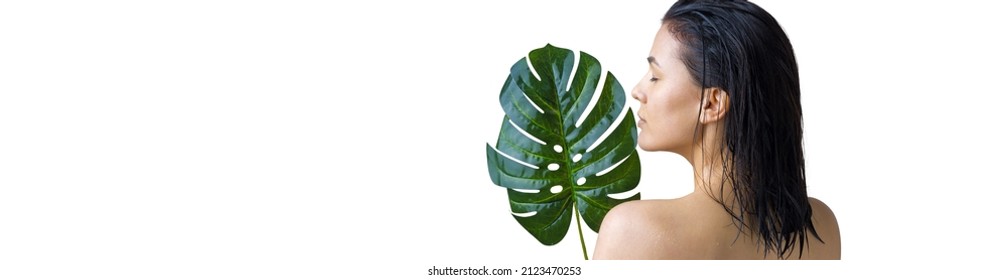 Beauty Woman Natural Green Palm Leaf Stock Photo Shutterstock