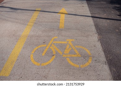 Bicycle Sign Arrow Painted On Road Stock Photo 2131753929 Shutterstock