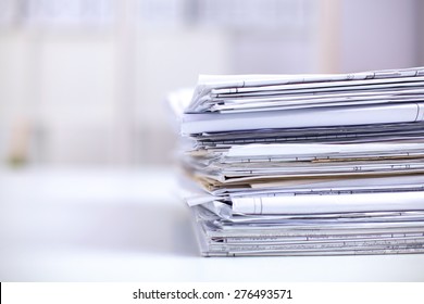 Big Stack Papers Documents On Desk Stock Photo Edit Now 299496716