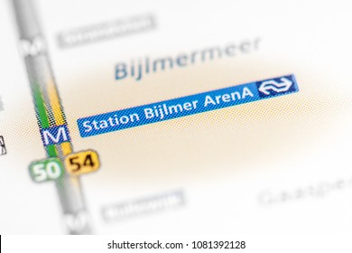 Bijlmer Arena Station Amsterdam Metro Map Stock Photo