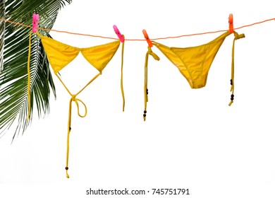 Bikini Hanging On White Background Stock Photo Edit Now