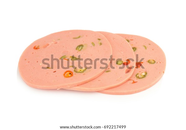 Bologna Sausage Spicy Isolated On White Stock Photo Edit Now 692217499