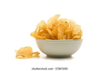 Bowl Potato Chips Isolated On White Stock Photo Edit Now