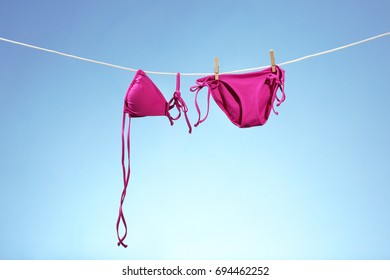 Bright Bikini Hanging On Rope Against Stock Photo Shutterstock