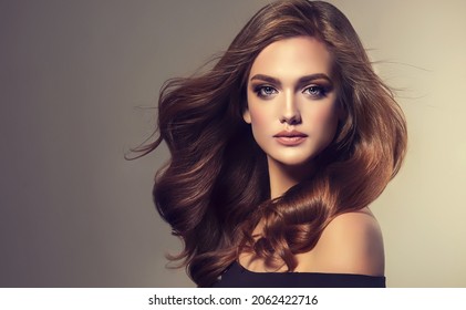 Brunette Girl Long Shiny Curly Hair Stock Photo Shutterstock