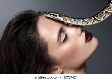 Brunette Model Fashion Perfect Make Snake Stock Photo 430767424